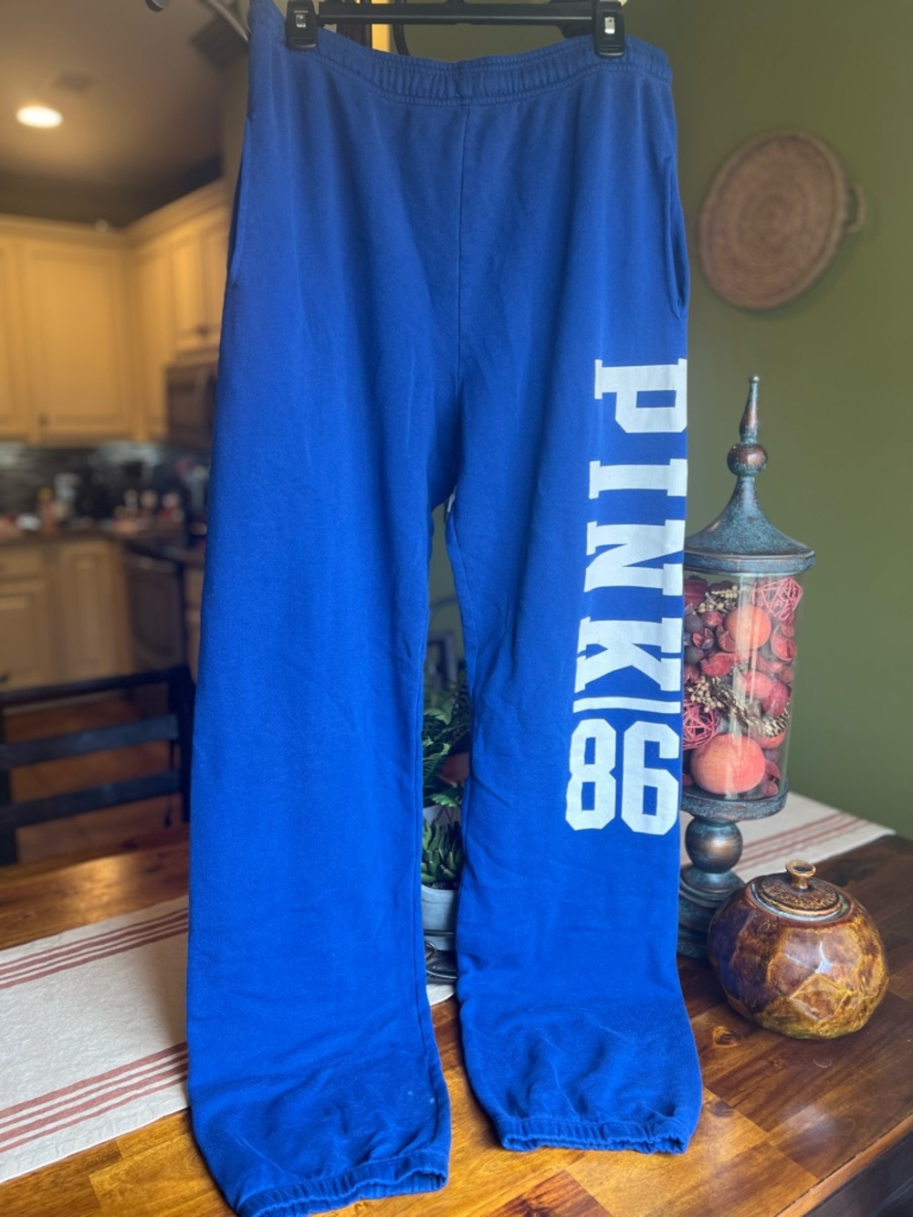 PINK Victoria's Secret Royal Blue Logo Jogger Lounge Pants